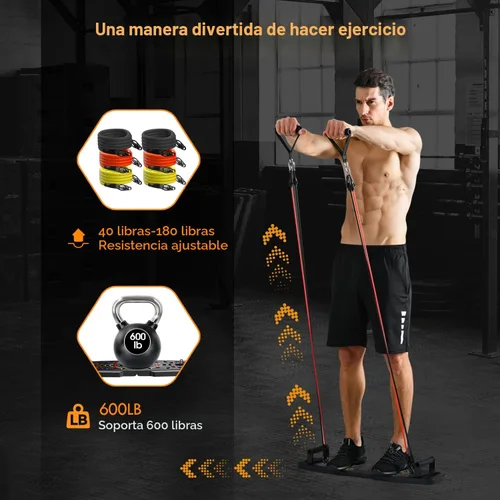 Miniatura 3 de MQRW Push Up Board,Home Gym,Portable Exercise Equipment,Pilates Bar and 20 Fitness Accessories with Resistance Bands and Ab Roller Wheel,Full Body