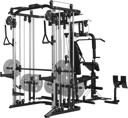 Miniatura 3 de Sistema de gimnasio todo en uno para el hogar, estación de entrenamiento multifunción con máquina Smith, jaula de potencia y sistema de cruce