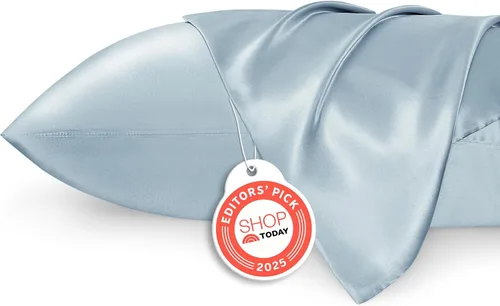 Miniatura 29 de Bedsure Paquete de 2 fundas de almohada de satén similares a las fundas de almohada de seda tamaño estándar, funda de almohada para mujeres que 01