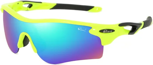 Miniatura 17 de Bevi Lentes de sol deportivos polarizados TR90, marco duradero y ultraligero para hombres y mujeres, béisbol, correr, ciclismo, golf Amarillo Azul