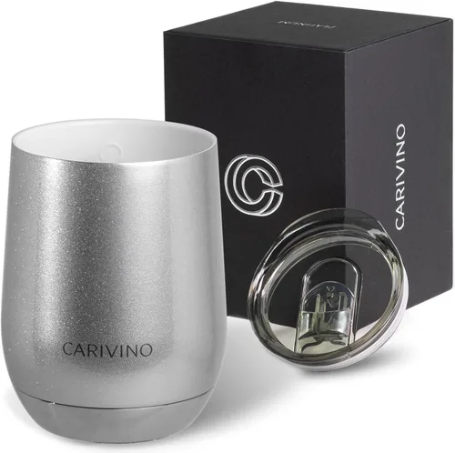 Miniatura 10 de Carivino Vaso de vino de lujo con interior de cerámica, base de corcho genuino y tapa Tritan, aislamiento al vacío de acero inoxidable avanzado