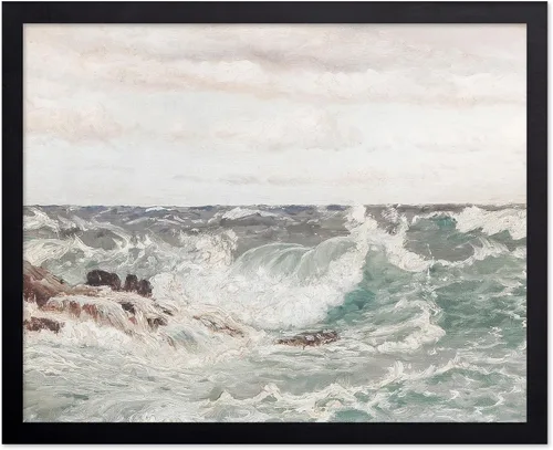 Miniatura 82 de Poster Master Póster vintage de pintura de olas del océano, impresión retro del océano, bellas artes, arte de paisaje marino, regalo para hombres