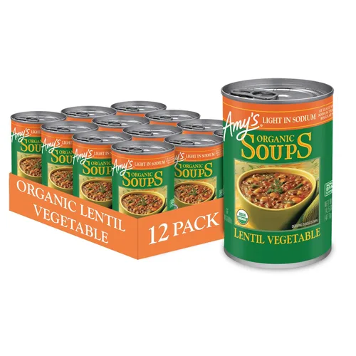 Miniatura 20 de Amy's Sopa, vegana, sin gluten, col orgánica, quinoa y lenteja roja, 14.4 onzas (paquete de 12)