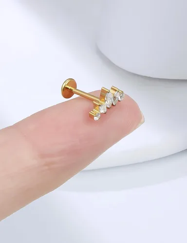 Miniatura 7 de 20G 18G 16G Astm F136 - Aretes de titanio sin rosca con parte trasera plana, tragus hélice, caracola, piercing, nariz, labio, hélice, cartílago
