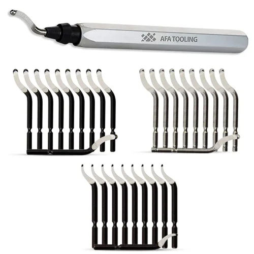 Miniatura 13 de AFA Tooling - Herramienta de desbarbado con 11 cuchillas giratorias de acero de alta velocidad M2 - Funciona en metal, resina, tubos de PVC, cobre