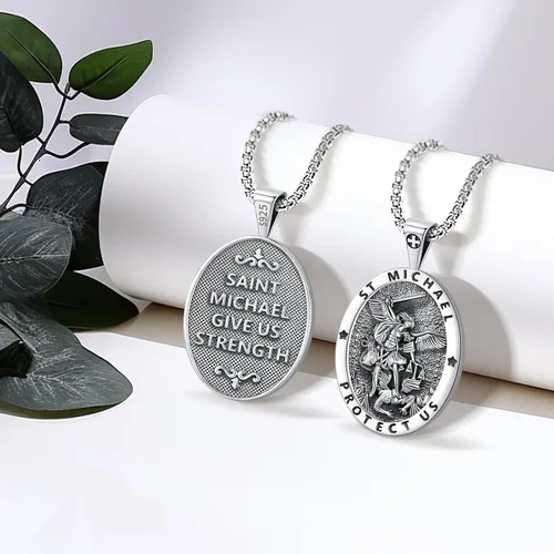 Miniatura 182 de Eusense Saint Necklace Sterling Silver 925 Protection Jewelry for Men Women Patron St Medals Amulet Pendant