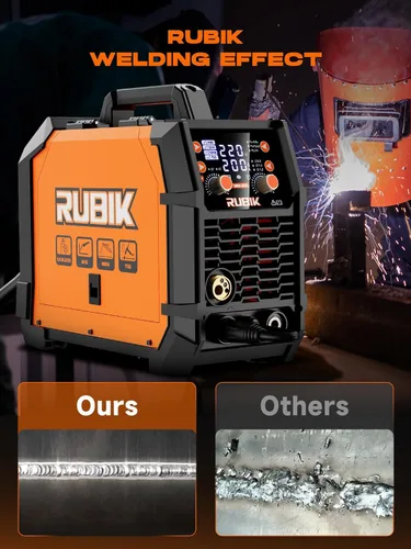 Miniatura 6 de Soldador MIG RUBIK, soldador de núcleo de flujo de 200 amperios 5 en 1, soldador MIG a gas/sin gas con núcleo de flujo MIG/Stick/Lift TIG/soldadura