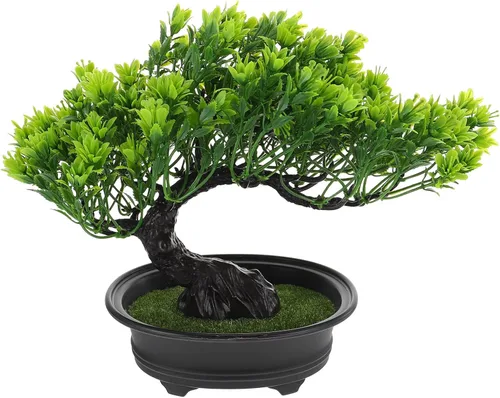 Hemoton Árbol bonsái artificial, árbol de pino artificial, decoración de fiesta de Navidad, bonsái, decoración del hogar, plantas falsas para pared,