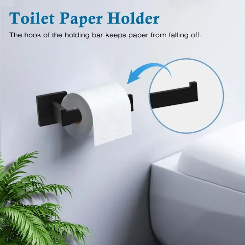 Miniatura 4 de Juego de accesorios de baño de 4 piezas, juegos de toalleros, incluye toallero, soporte para papel higiénico, gancho para toallas, kit de accesorios