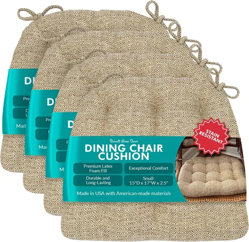 Miniatura 28 de Barnett Home Decor Cojines para silla de comedor Brisbane plateado gris con lazos - Tamaño mediano 16.5 x 18 Almohadilla para silla - Relleno
