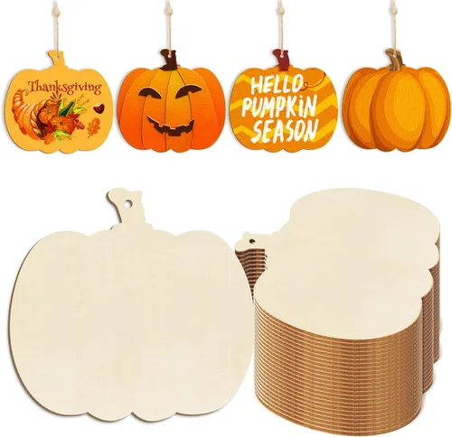 Miniatura 28 de Adornos de madera para árbol de Navidad para pintar, decoración de Navidad y Acción de Gracias, recortes sin terminar, 24 piezas de 3.5 x 3