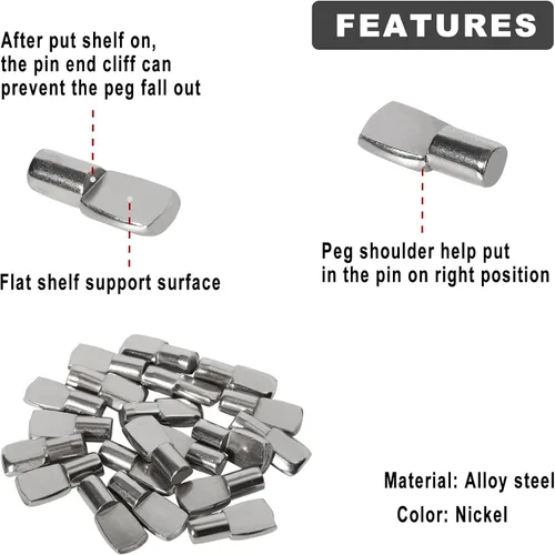 Miniatura 3 de Keenkee Pinzas de estante de 1/4 de pulgada de diámetro para estantes de gabinete, soporte de clips de soporte, forma de cuchara, níquel, paquete