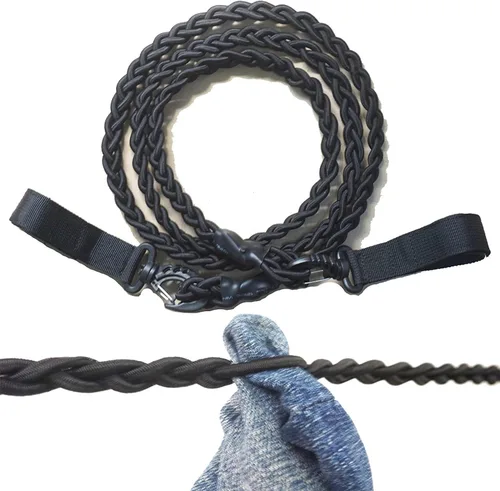 Línea de ropa de cable trirtrenzado, cuerda de secado de ropa, tendedero portátil de viaje para lavandería en interiores y exteriores, línea de ropa