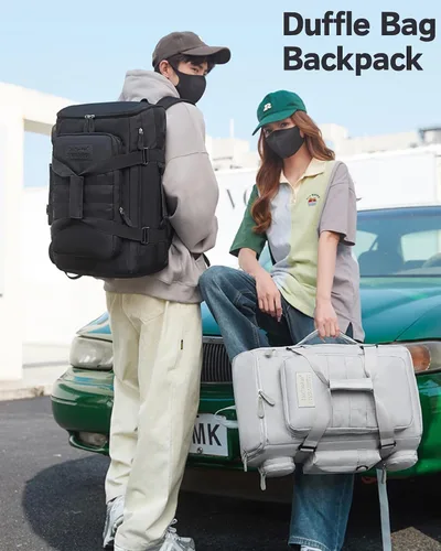 Miniatura 2 de Bolsas de viaje grandes para hombres y mujeres, bolsa de gimnasio deportiva de 50 litros con bolsillo húmedo, bolsa de viaje impermeable, mochila
