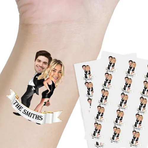 Miniatura 8 de Tatuaje personalizado con nombre y cara, tatuaje temporal personalizado para adultos, niños, amados, un amigo o familia, cara con nombre, 2 x 2