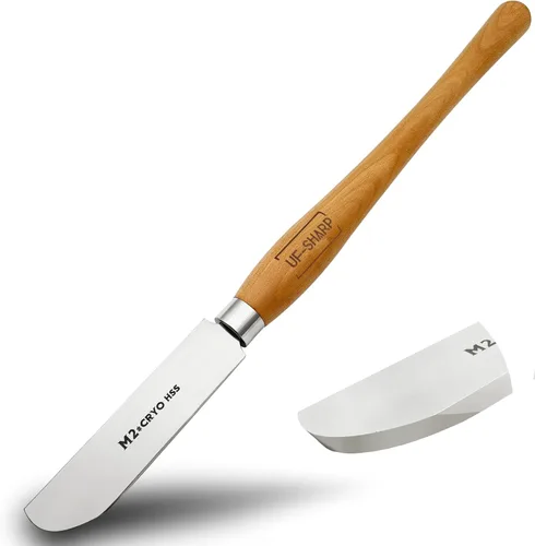 Miniatura 10 de Cincel sesgado de 1 pulgada, herramientas de torneado de madera de acero de alta velocidad M2 Cryo con mango de madera de haya