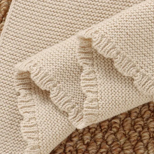 Miniatura 7 de LAWKUL Manta de seguridad suave para recién nacidos, niños y niñas, de punto para acurrucarse, cómoda, color camel, 16 x 16 pulgadas