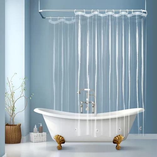 Miniatura 21 de Cortina de baño EurCross con 3 imanes, forro transparente de PEVA 9G, cortina de medio baño 36x72 para ducha