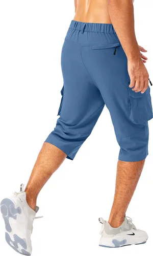 Miniatura 3 de Pudolla Men's Capri Pants Quick Dry 34 Long Shorts with 6 Pockets for Fishing Golf Athletic Hiking