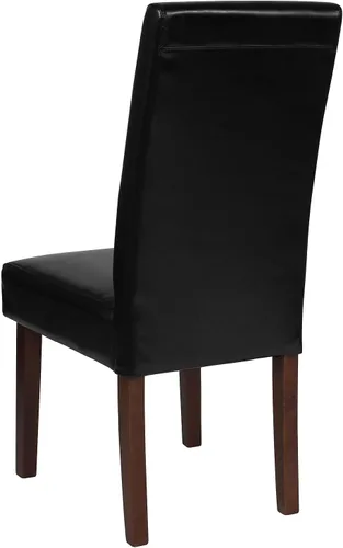 Miniatura 5 de Flash Furniture Greenwich Series Black LeatherSoft - Silla de comedor Parsons de mediados de siglo con parte trasera tapizada