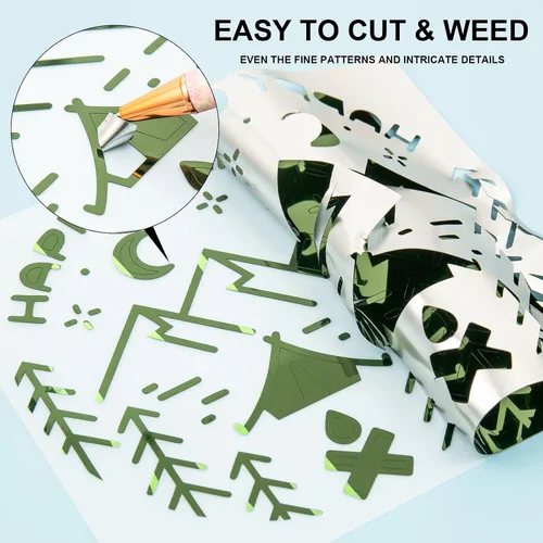 Miniatura 3 de VINYL FROG Rollo de Vinilo Adhesivo Cromado – 12"x60" Espejo Cromado Brillante Verde Oscuro Permanente Vinilo de Corte Artesanal para Pegatina Cromo