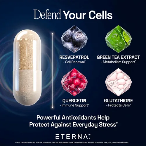 Miniatura 7 de Eternity NAD+ - Suplemento de resveratrol para hombres y mujeres, 1050 mg con 15 ingredientes avanzados para apoyo inmunológico, energía
