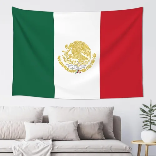 Miniatura 19 de JUHIOPOI Tapiz de pared con bandera de México, arte nocturno mexicano para decoración de pared lateral de dormitorio, (60 x 40 pulgadas)