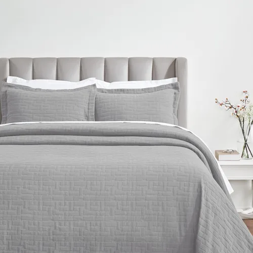 Miniatura 30 de Superior Juego de colcha de algodón con diseño de flor de lis, mantas cálidas, ropa de cama para todas las estaciones, decoración de dormitorio