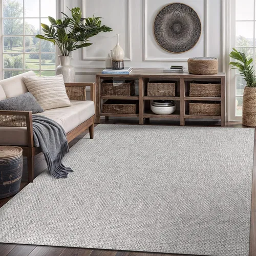 Miniatura 26 de CAMILSON Easy Alfombra de yute, 2 x 3 pulgadas, interiores y exteriores, fibra gris oscuro, para sala de estar, patio y cocina, diseño tejido