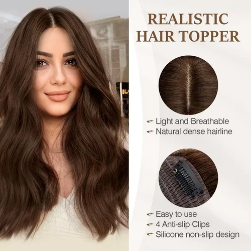 Miniatura 133 de Rich Choices Pelucas con topper de cabello para mujeres, cabello humano real 100% Remy, sin flequillo, para mujeres con adelgazamiento en la parte