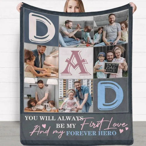 Miniatura 11 de Manta personalizada para el Día del Padre, regalo de hija, hijo, esposa, manta con imagen personalizada para papá, manta con imagen personalizada