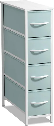 Miniatura 28 de Sorbus Cómoda Estrecha para Niños con 4 Cajones - Cajonera de Almacenamiento Vertical Delgada con Marco de Acero, Superficie de Madera y Tinte pastel