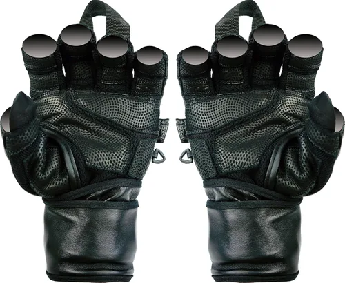 Miniatura 3 de Epic - Guantes de cuero para gimnasio con muñequeras integradas de 2 pulgadas de ancho, el mejor agarre y diseño para levantamiento de pesas, Negro