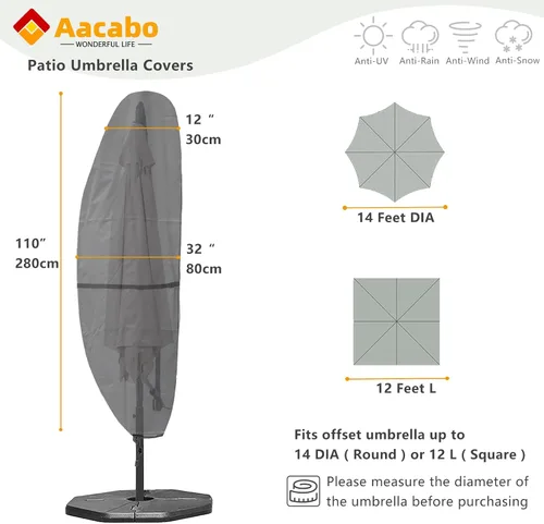 Miniatura 2 de Funda de sombrilla de plátano con cremallera para sombrillas voladizas de 9 a 13 pies, cubiertas de sombrilla de patio, fundas impermeables