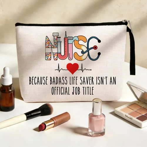 Miniatura 3 de Jztco Regalos de agradecimiento para enfermeras, bolsa de maquillaje multicolor para mujeres, enfermeras, resistente a los arañazos, cierre de Color2