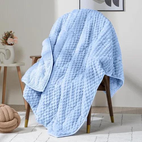 Miniatura 11 de Wemore Manta con peso de forro polar para adultos (48 x 72 pulgadas, 15 libras, negra), manta pesada de sherpa suave y acogedora de doble cara