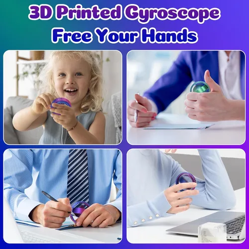 Miniatura 4 de Paquete de 2 juguetes para ansiedad impresos en 3D, anillos sensoriales de color degradado para adultos y niños, juguetes de escritorio silenciosos