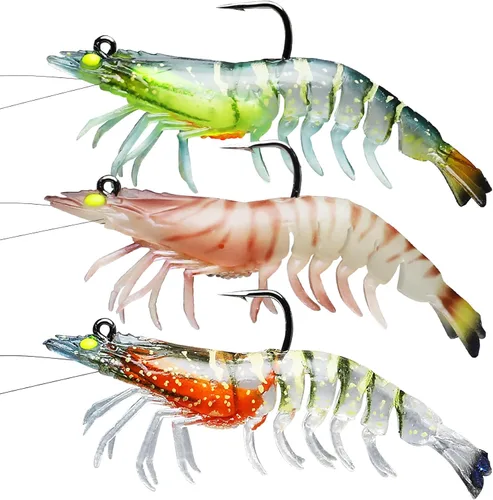TRUSCEND Duramax TPE Soft Fishing Lures with BKK Hooks, Shrimp & Crayfish Pro Fishing Baits, Curly & Paddle Tail Lure for Trembly Sinking &