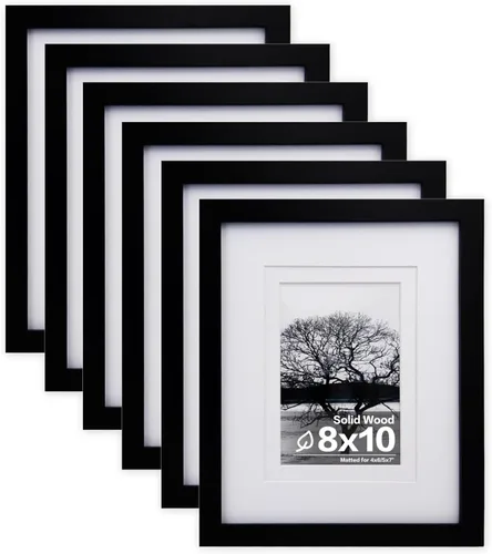 Miniatura 8 de Egofine - Juego de 6 portarretratos de 10 x 15 cm, hechos de madera maciza cubiertos por plexiglás 8 x 12 cm y 9 x 13 cm con paspartú o 10 x 15 cm