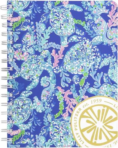 Miniatura 8 de Lilly Pulitzer Cuaderno de espiral de tapa dura mini azul/dorado, 8.25 x 6.5 pulgadas, pequeño diario con 160 páginas a rayas universitarias, Aqua