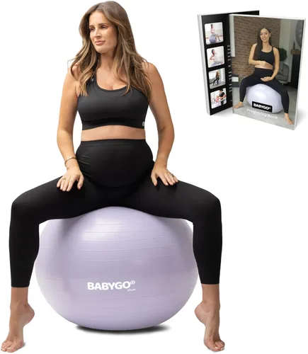 Miniatura 10 de BABYGO Pelota de Parto – Juego de pelota y libro de yoga para embarazo, trabajo de parto y ejercicio con enfoque en trimestres, fisioterapia