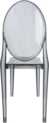 Miniatura 8 de Fohfurniture Juego de 4 sillas fantasma de color gris humo estándar de 15 pulgadas, silla de comedor apilable de acrílico, silla de cocina