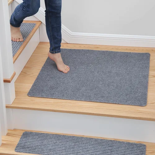 Miniatura 16 de MBIGM Alfombra antideslizante para peldaños de 30 x 30 pulgadas, alfombra de seguridad antideslizante y resistente al deslizamiento, color negro