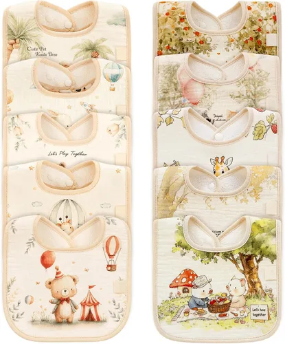 Miniatura 8 de Baberos de muselina para bebé para babeo y dentición Baberos para babeo de recién nacido para bebé niña o niño Albaricoque