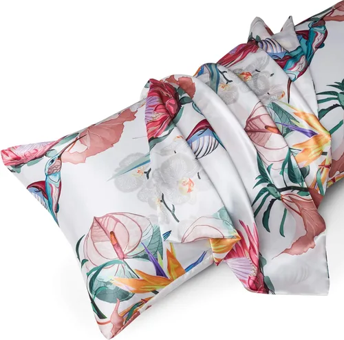 Miniatura 83 de MR&HM - Funda de almohada de satén 16- verde floral