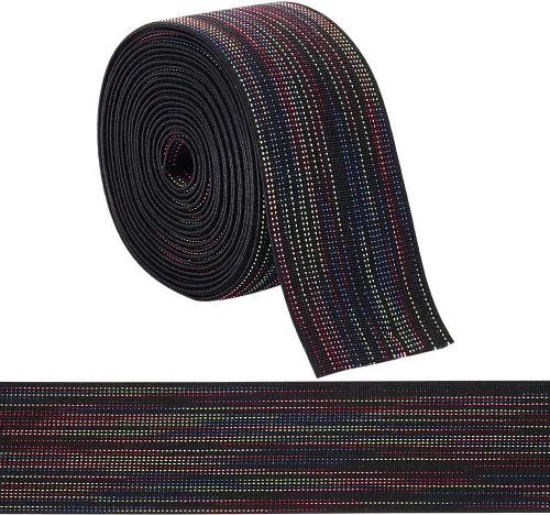 BENECREAT Banda elástica plana colorida de 3 yardas, cordón elástico de costura de 1.57 pulgadas de ancho, cinta tejida para accesorios de ropa,