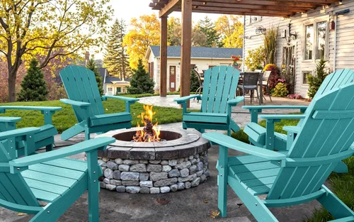 Miniatura 2 de YEFU Silla Adirondack de plástico resistente a la intemperie, sillas de patio con instalación fácil en 5 pasos, se ve exactamente como madera real