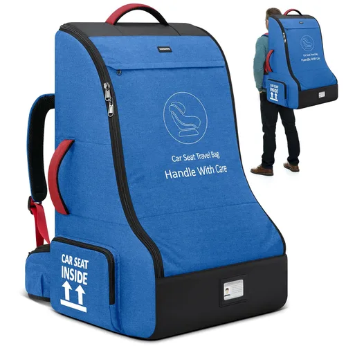 Miniatura 10 de RAINSMORE Bolsa de viaje acolchada para asiento de coche para avión, mochila de asiento de coche resistente para viajes aéreos, bolsas de funda