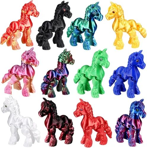 Miniatura 38 de Honoson 12 piezas de animales impresos en 3D 3D mini animales flexibles y articulados pequeños para aliviar el estrés de mascotas, para adultos