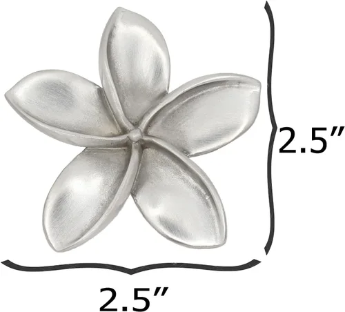 Miniatura 2 de Pomo de gabinete Plumeria (grande) Perilla de gabinete de flores Frangipani Colección de peltre de artista Herrajes para cocina, dormitorio